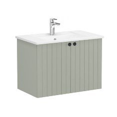 Vitra Root Groove 69288 Lavabo Dolabı, Kapaklı, 80 Cm, Mat Retro Yeşil, Köşeli Lavabolu